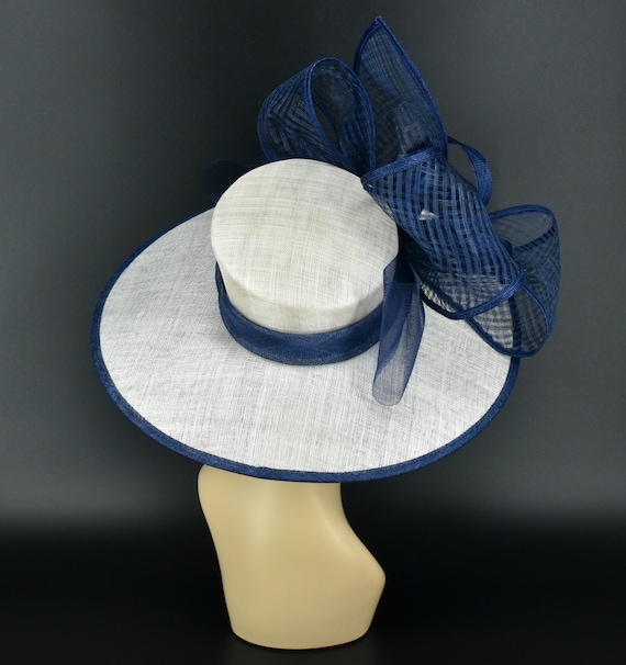 M22021( White Navy ) Kentucky Derby Hat, Wedding Hat, Easter  display picture 1