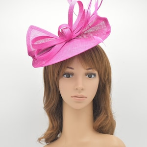 M813 ( Fuschia ) Kentucky Derby, Wedding, Easter, Tea Party, Royal Ascot Sinamay Headband Medium Fascinator Cocktail