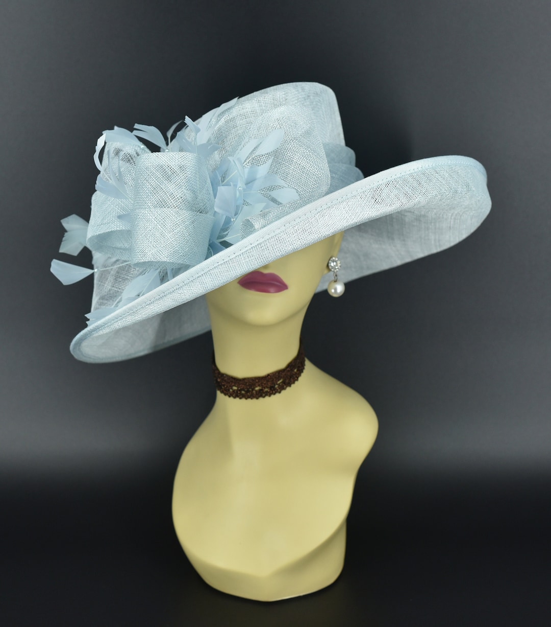 M4002 powder Blue Hat Kentucky Derby Hat, Church Hat, Wedding Hat