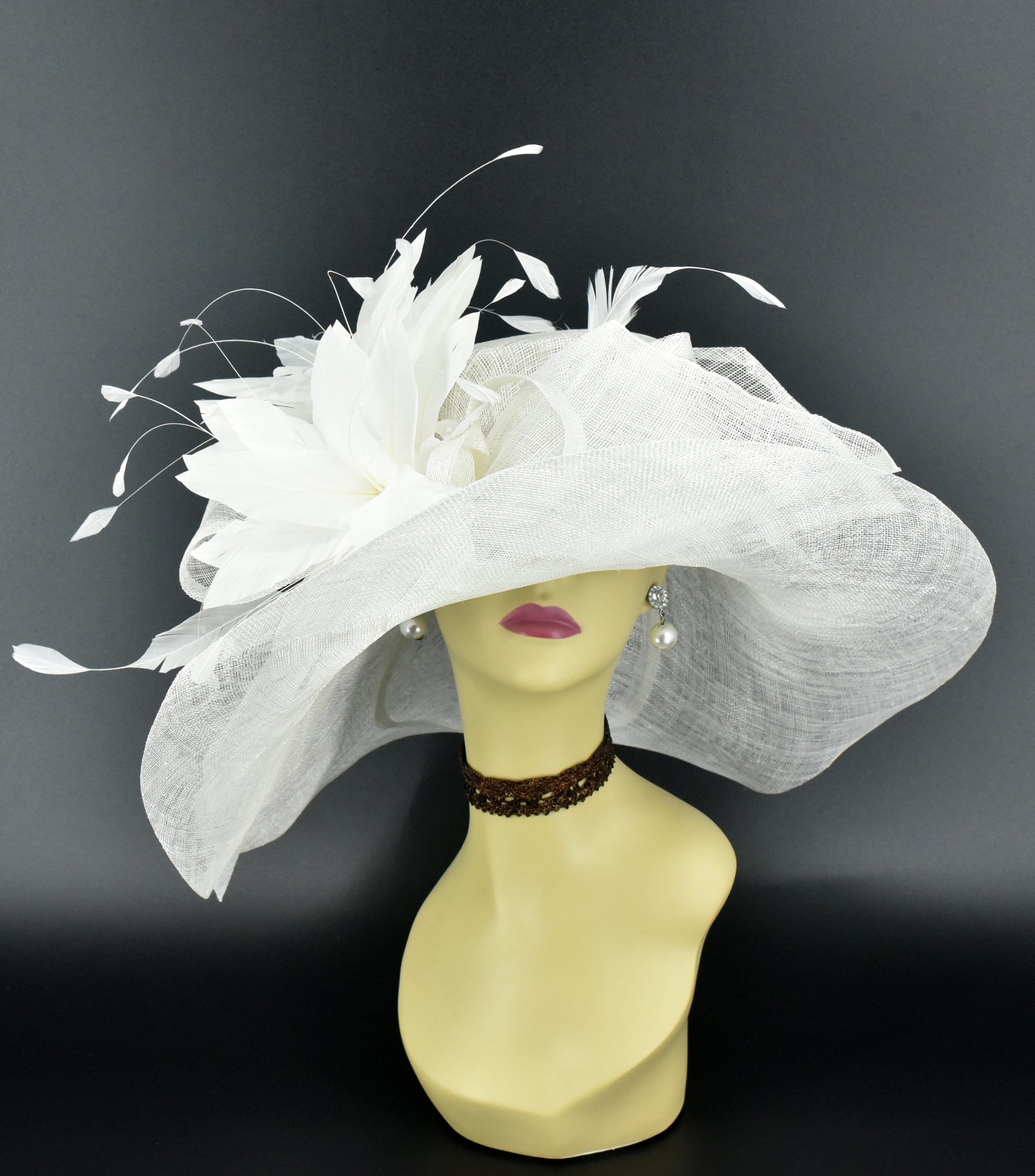 Mr. Hi’s Collection ChicHeadwear Womens Sinamay Crown Organza Hat M826 Champagne/red Wide-brim Sinamay Hat – Kentucky Derby  main image 3