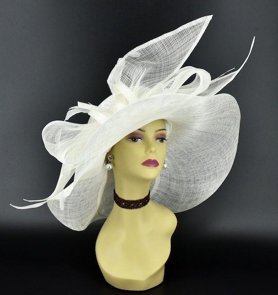 M23157 Ivory Kentucky Derby Hat, Church Hat, Wedding Hat, Tea
