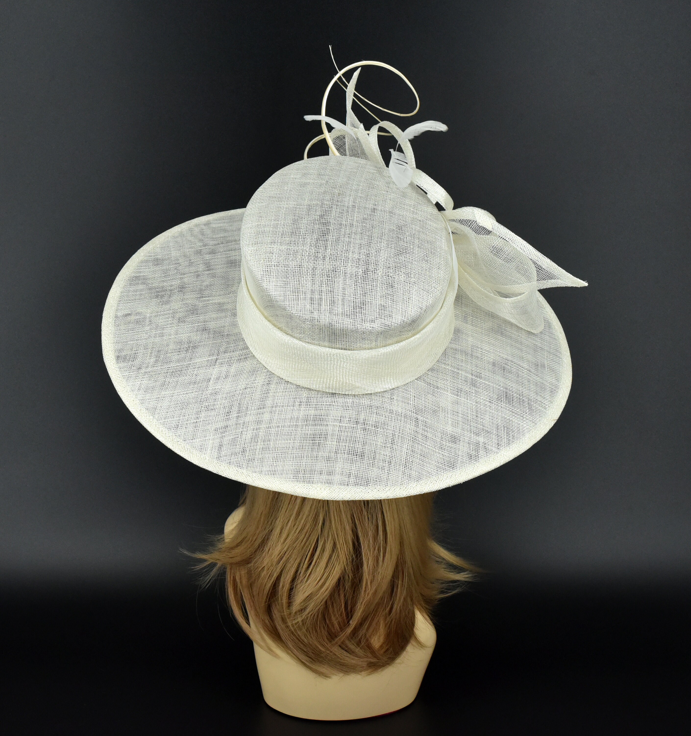 NIB! Ivory Easter Church/Kentucky Derby Hat White Wide Brim Sinamay Hat Church Kentucky Derby Hat  main image 2