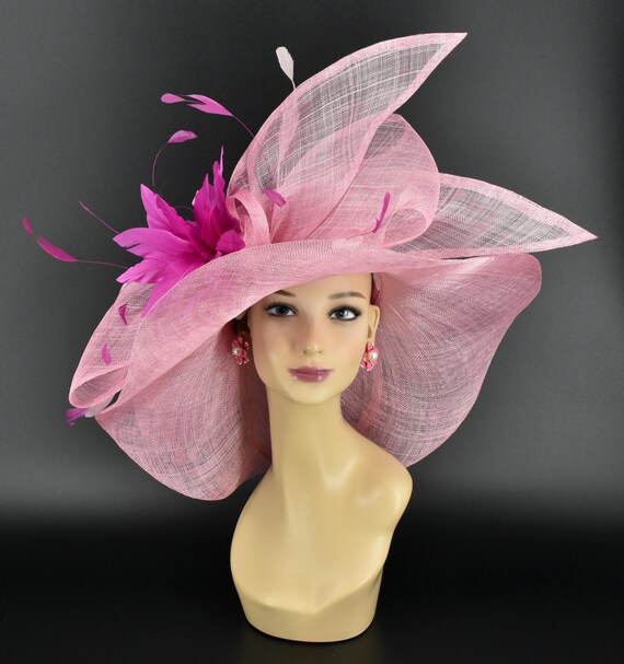 Rose Fuchsia Wide Brim KY Derby Oaks Hat Statement Pink Fascinator Fuchsia Kentucky Derby Hat Red Cream Hat Rose Royal Ascot  main image 3