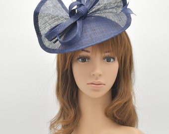 M813 ( Navy Blue ) Kentucky Derby, Wedding, Easter, Tea Party, Royal Ascot Sinamay Headband Fascinator Cocktail
