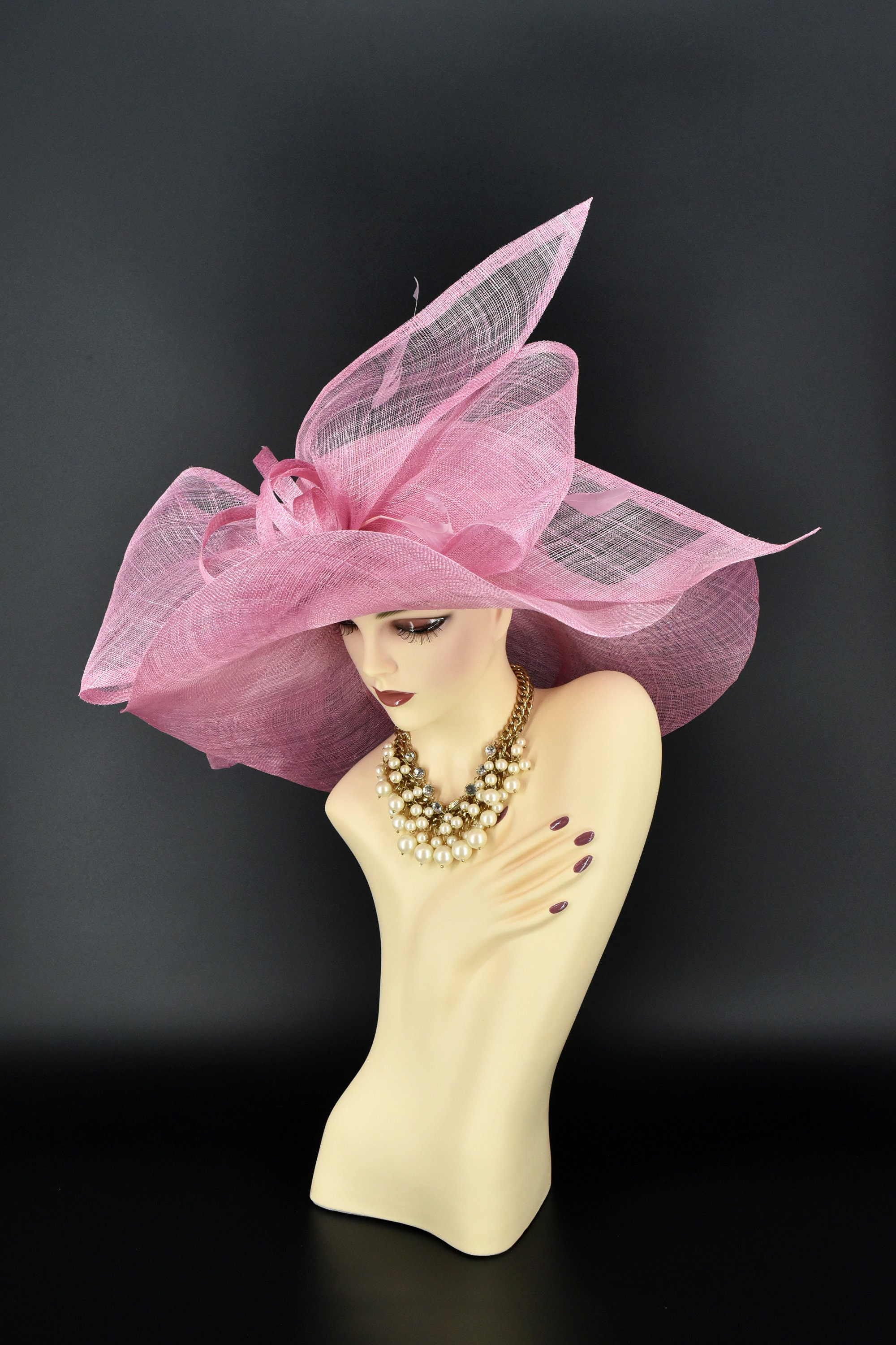 New Sinamay rose dress Church Kentucky Derby hat Church Derby Hats by Vinzetta | “Barbie Girl” is ready to  main image 2