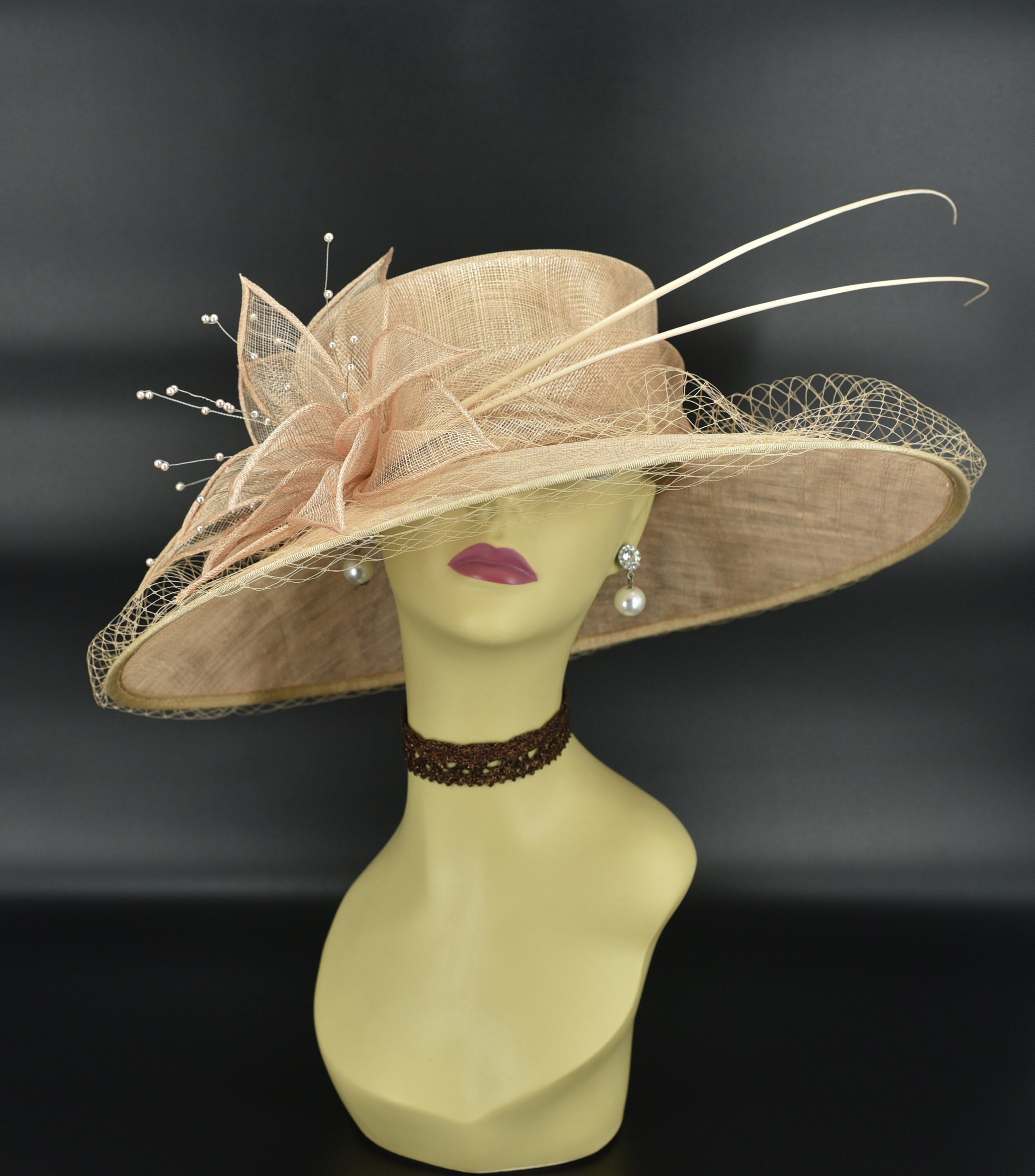 Vintage Light Beige Whiteley Hat made in England Second-Hand Whiteley Beige Accessories | By Rotation UK main image 2