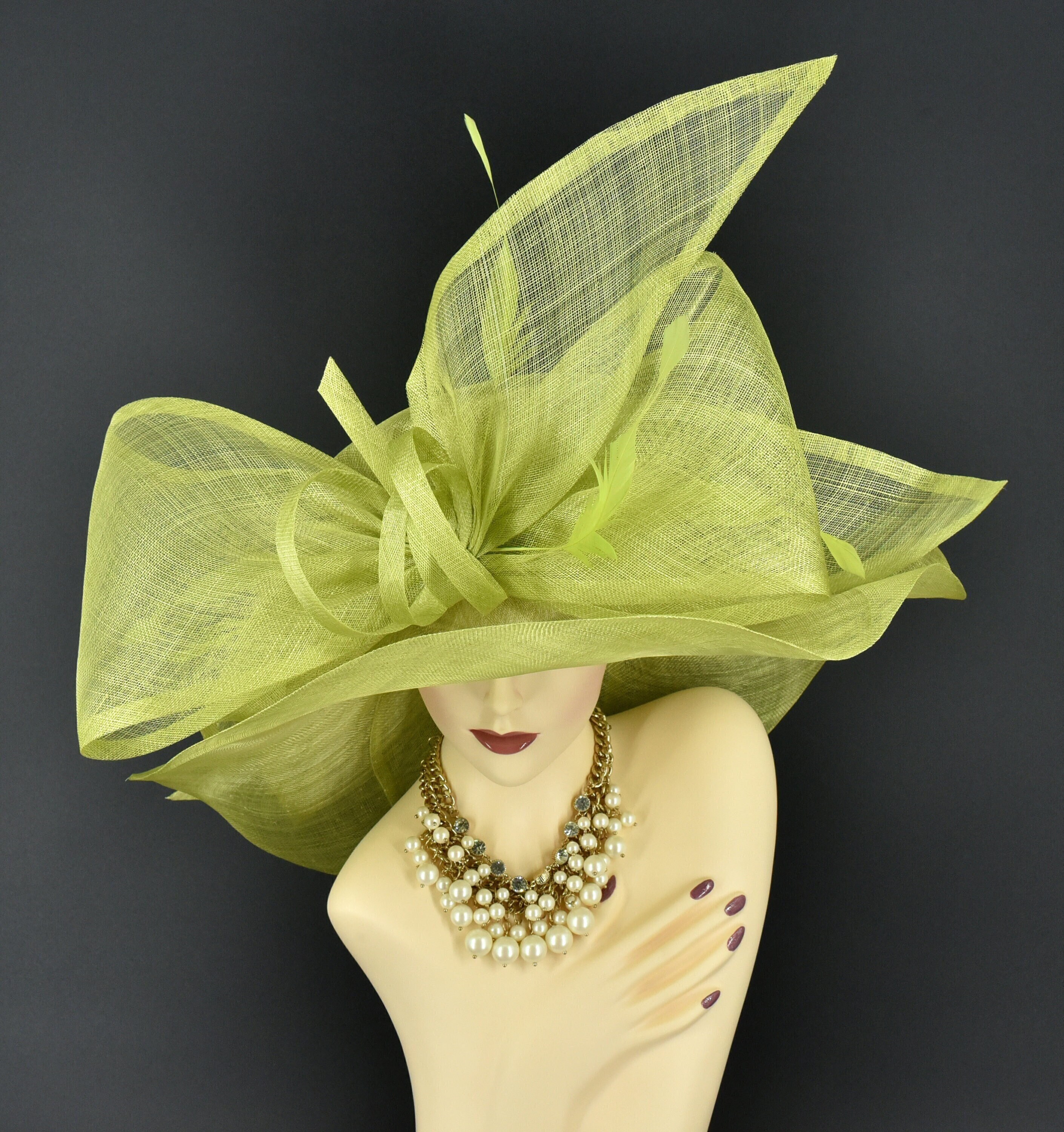 M23157 ( Lime Green ) Kentucky Derby Hat, Church Hat