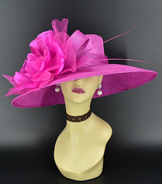 M831 ( Fuchsia Hat ) Kentucky Derby Hat, Church Hat, Wedding  display picture 1