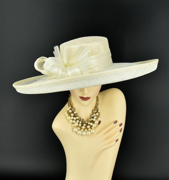 M2431 ( Ivory Hat ) Kentucky Derby Hat, Church Hat, Wedding  display picture 3