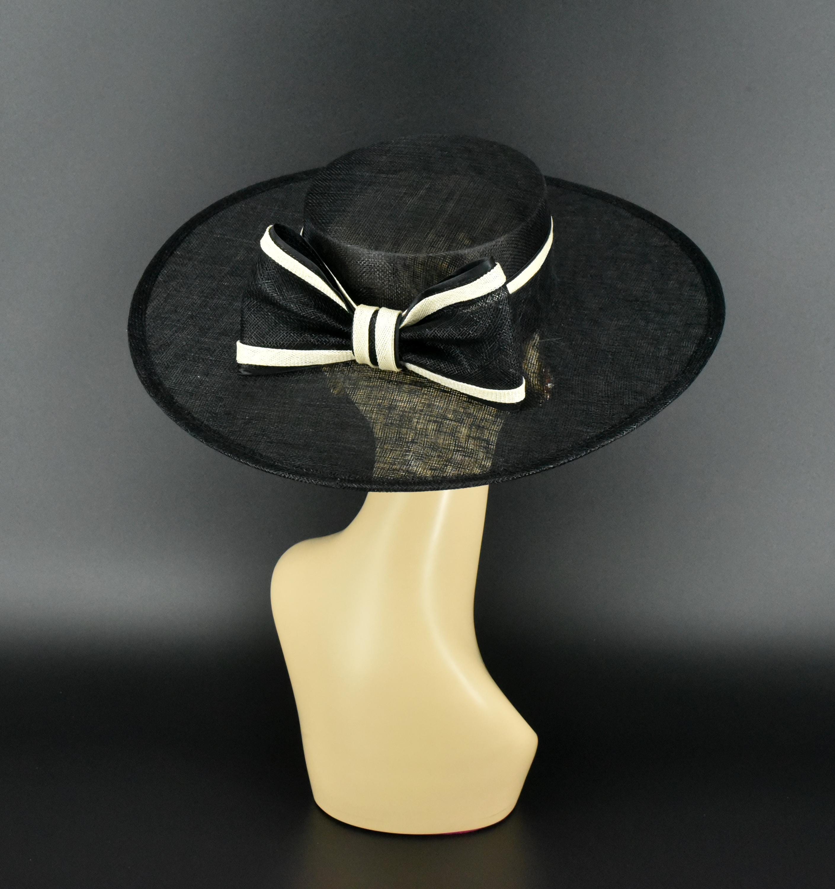?Adrienne Vittadini Wide Brim‎ Hat ? Elegant Black + Ribbon? Adrienne Vittadini Large Brim Straw Color Block Floppy Hat  main image 2