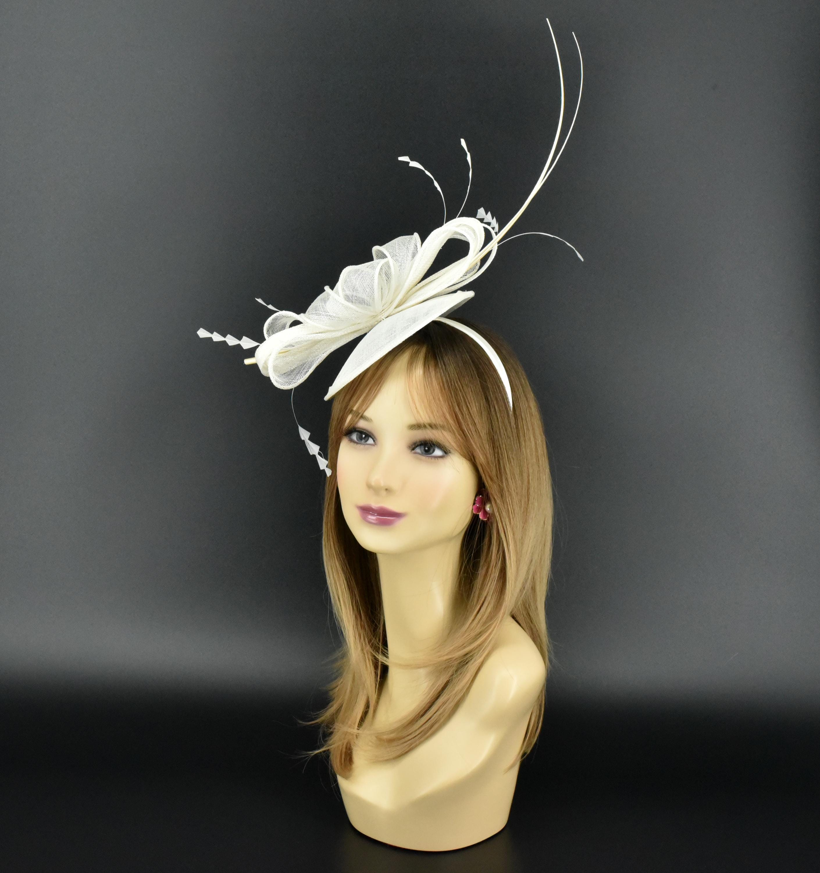 7734 Womens Fascinator Sinamay Headband Hats For Women 1940s Tea Party Derby Hat Women Sinamay Fascinator Headband Tea Party  main image 2