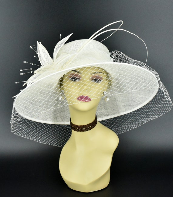 M489V ( Ivory Hat )kentucky Derby Hat, Church Hat, Wedding