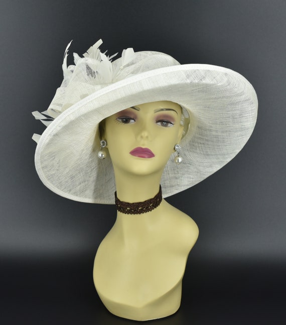 M4002 ( Off-white Hat ) Kentucky Derby Hat, Church Hat