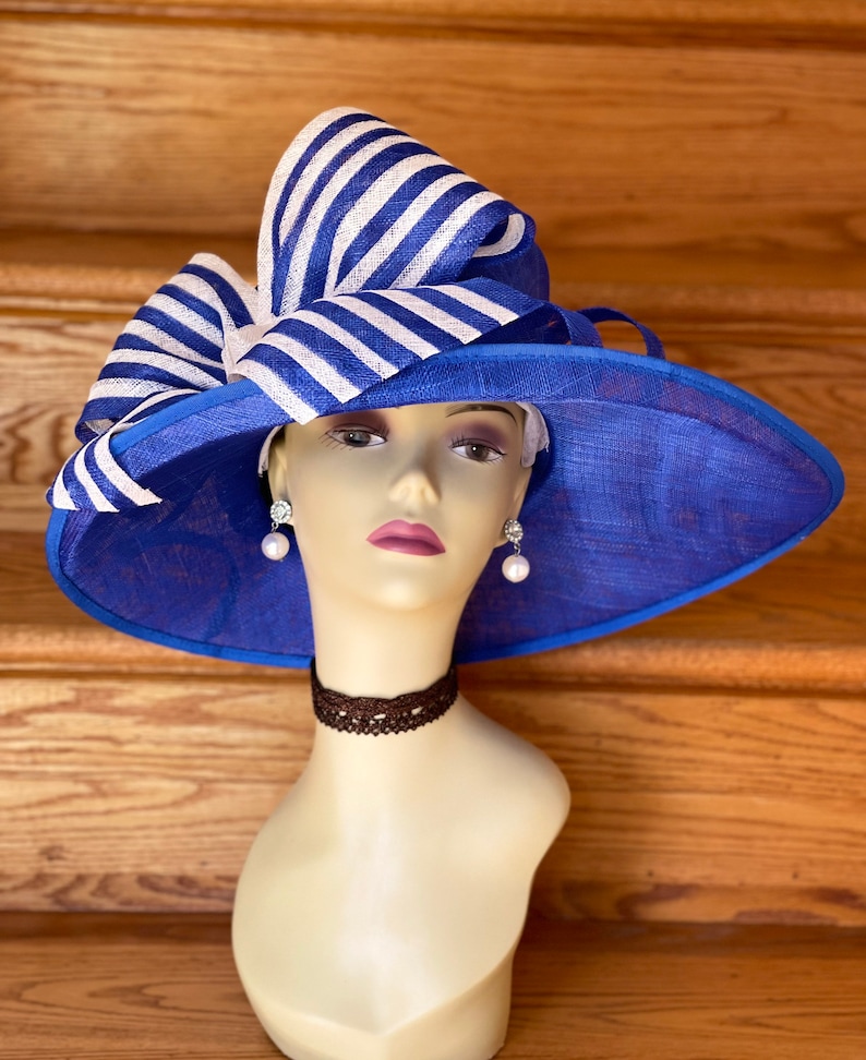 M612 Royal Blue/white Kentucky Derby Hat Church Hat Etsy