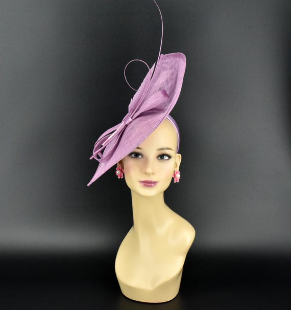 Chic Lavender Sinamay Pillbox Feather Clip Fascinator Kentucky Derby/Wedding Purple Sinamay Kentucky Derby Fascinator(g3): Lavender  main image 2