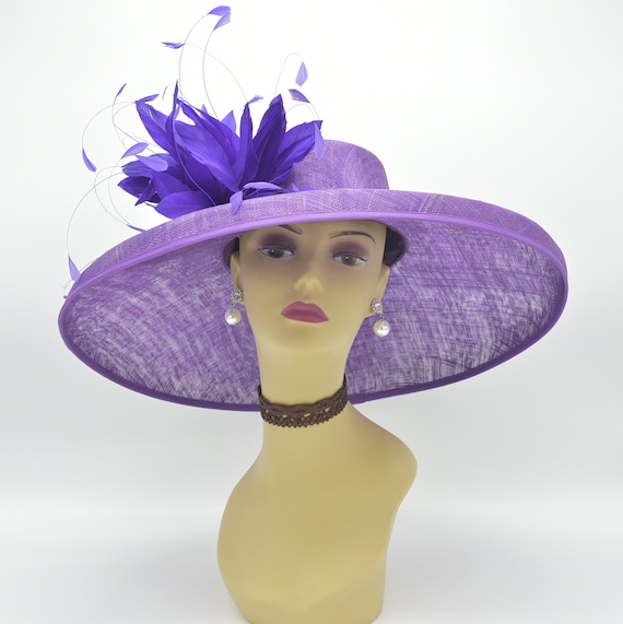 NWOT Beautiful purple large floppy Kentucky derby church Easter ladies wool hat M489V ( Purple Hat )kentucky Derby Hat, Church Hat, Wedding  main image 2