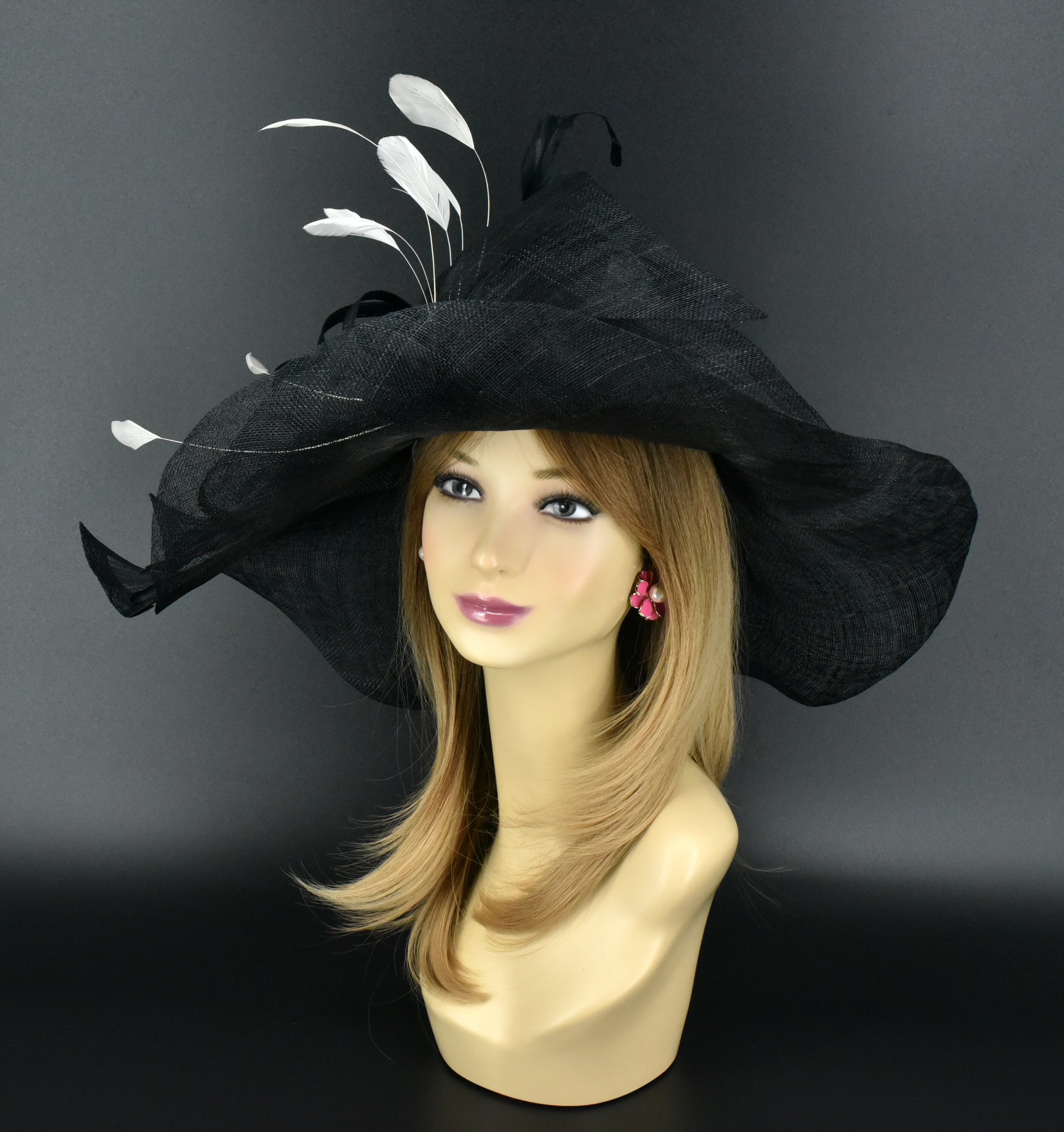 M22019 ( Black/ivory ) Kentucky Derby Hat Church Hat Wedding  display picture 1