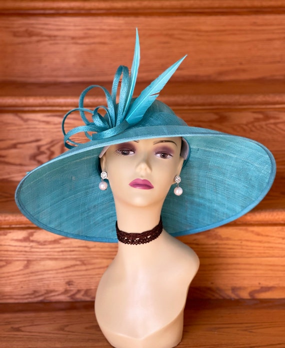 M839 Turquoise Vintage Kentucky Derby, Church, Wedding, Easter Hat