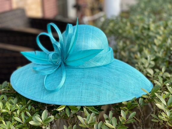 M839 Turquoise Vintage Kentucky Derby, Church, Wedding, Easter Hat