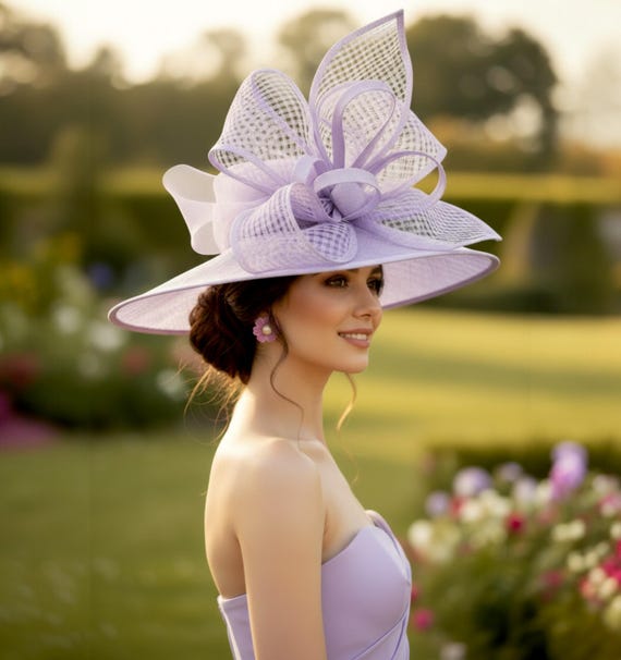 M22021( Lavender ) Kentucky Derby Hat, Wedding Hat, Easter  display picture 2