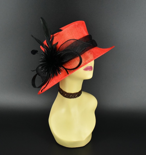 SF05( Red/black ) Kentucky Derby Hat, Church Hat, Wedding  display picture 3