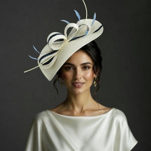 Navy Cream Fascinator - Etsy display picture 1