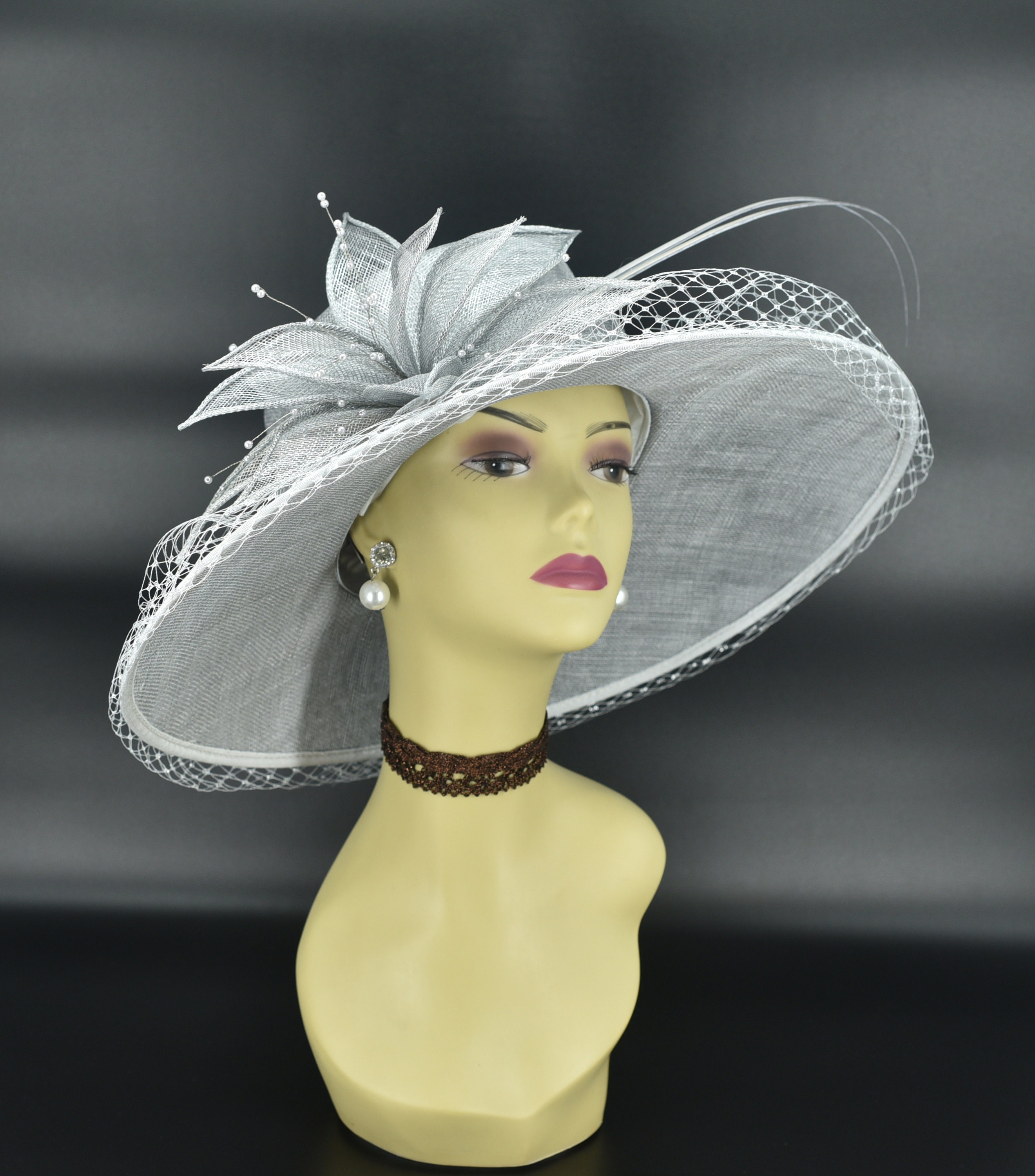 M489( Silver/light Gray )kentucky Derby Hat Church Hat  display picture 3
