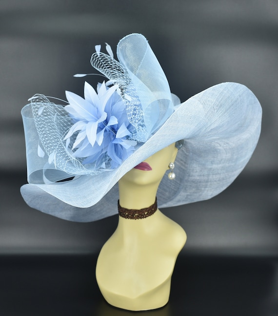 SD518( Powder Blue+more Colors Option) Kentucky Derby Hat Church Hat  Wedding Hat Easter Hat Tea Party 8 Jumbo Wide Brim Sinamay Dress Hat -  Etsy Denmark