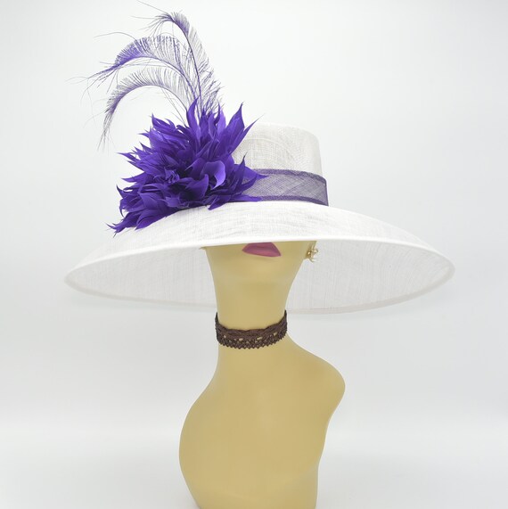 SD19 ( White/dark Purple ) Kentucky Derby Hat, Church Hat  display picture 2