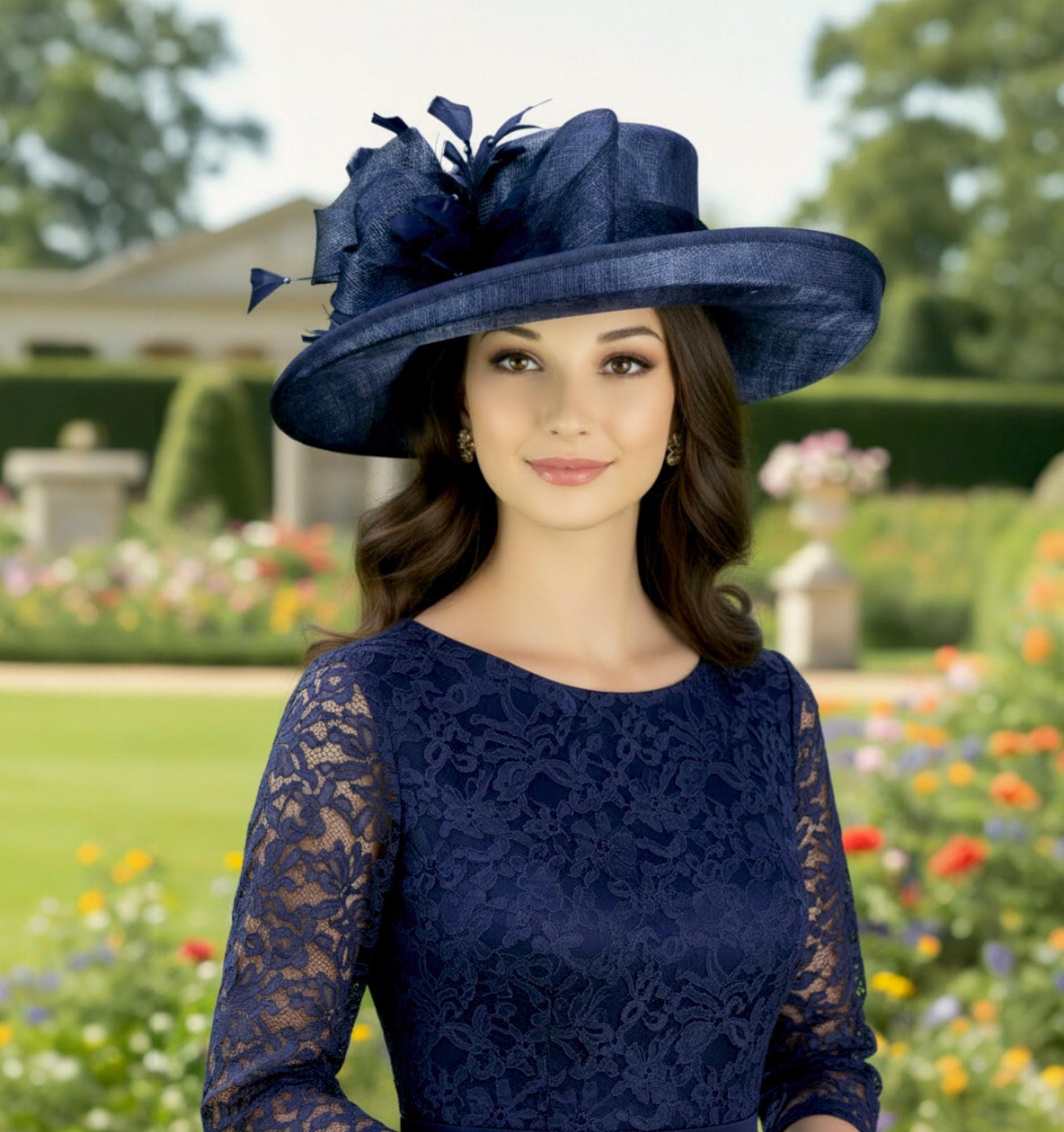 M4003 ( Navy Blue Hat )kentucky Derby Hat, Church Hat  display picture 1