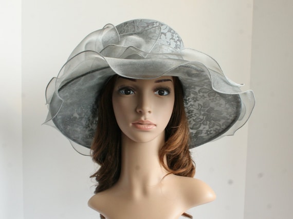 Gray Wide Brim Dress Hat Woshilaocai Mens Classic Fedora Wide Brim Panama Dress Hat  main image 3