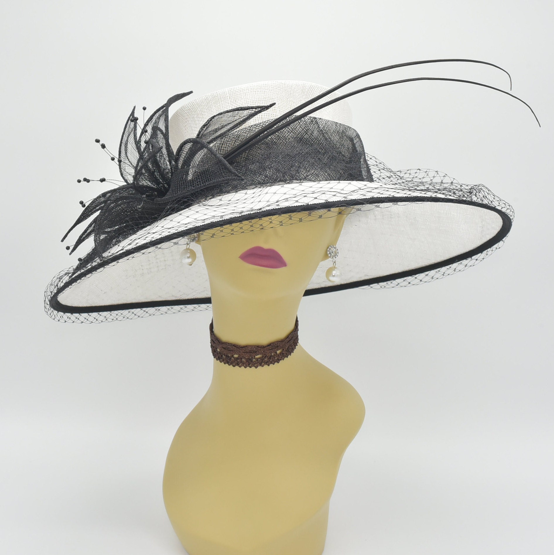 black kentucky Derby Hat Church Wedding 