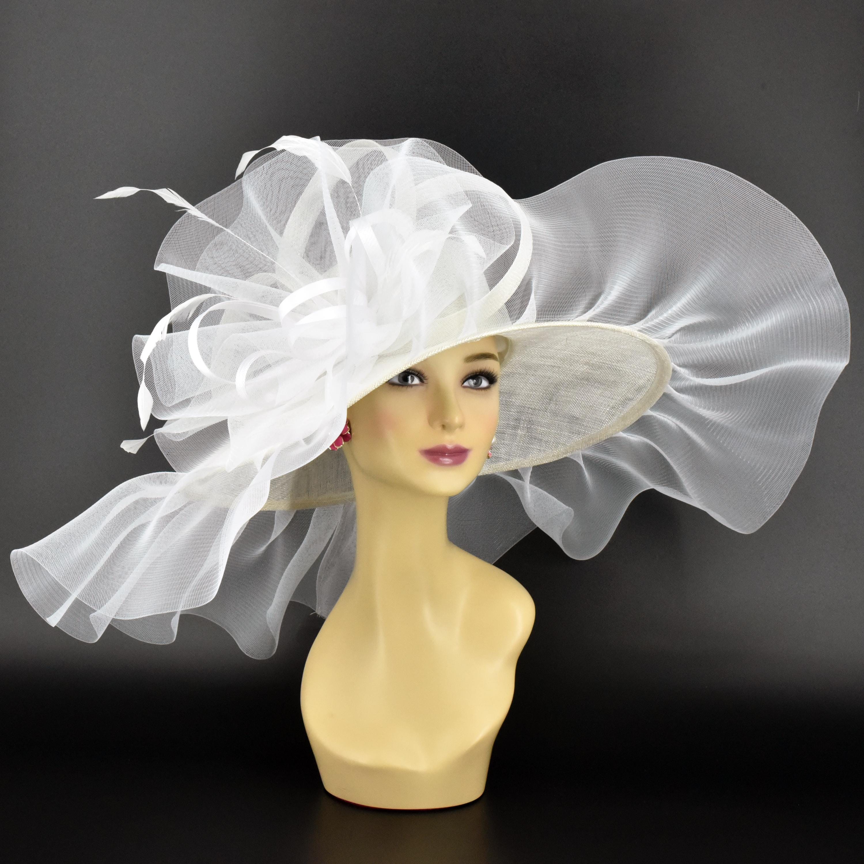 6378 Women \'s Royal Fascinator Organza Mesh Church Kentucky Derby Wedding Women Organza Derby Hat Fascinator Tea Party Wedding Church  main image 2
