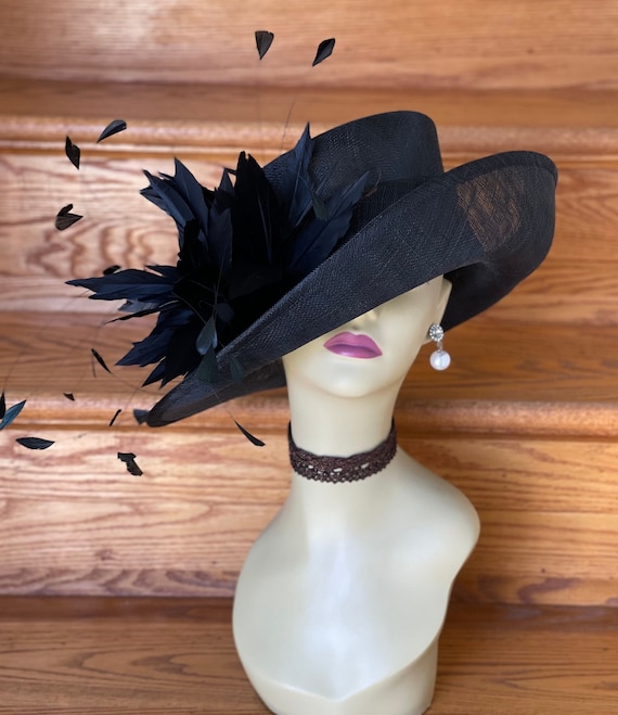 Sinamay Black Wide-Brim Dress Hat Failsworth Wide Brim Sinamay Dress Hat :: BeauChapeau Hat Shop main image 4