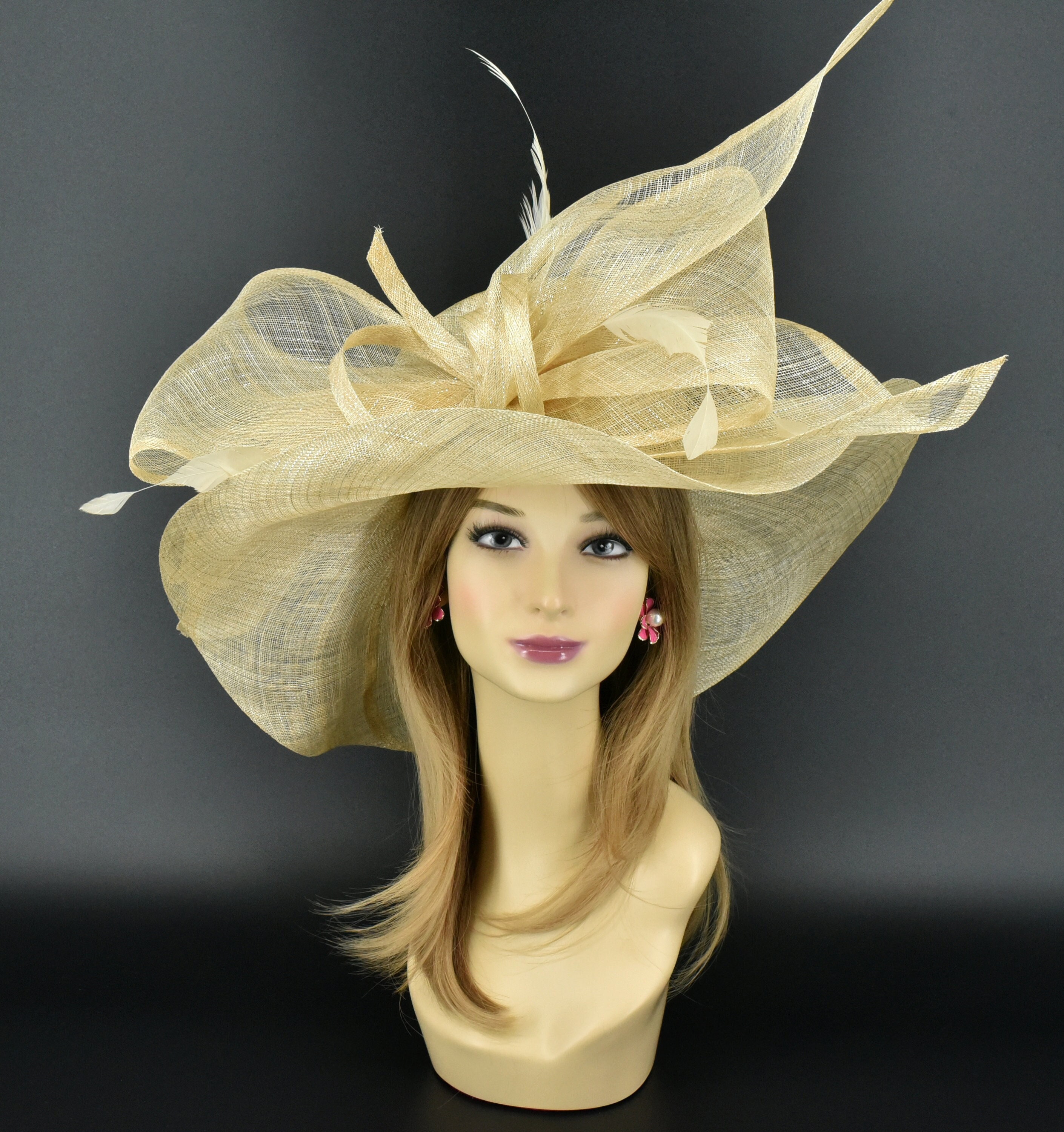 帽子 andmary Brim hat M23157 ( Natural Beige ) Kentucky Derby Hat, Church Hat