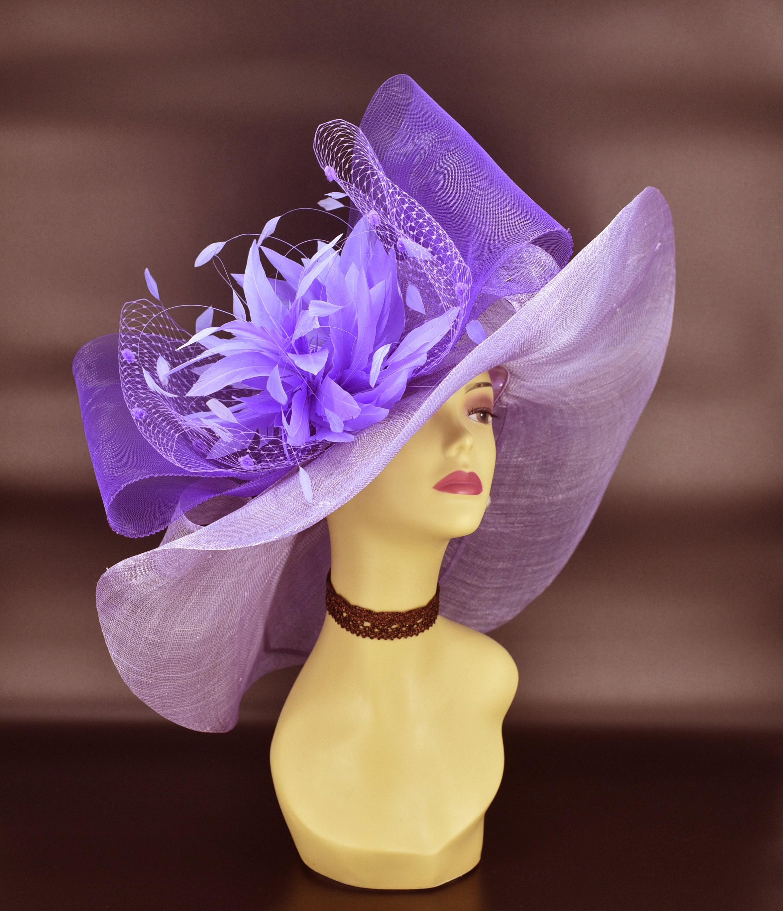 NWOT Beautiful purple large floppy Kentucky derby church Easter ladies wool hat Women main image 2