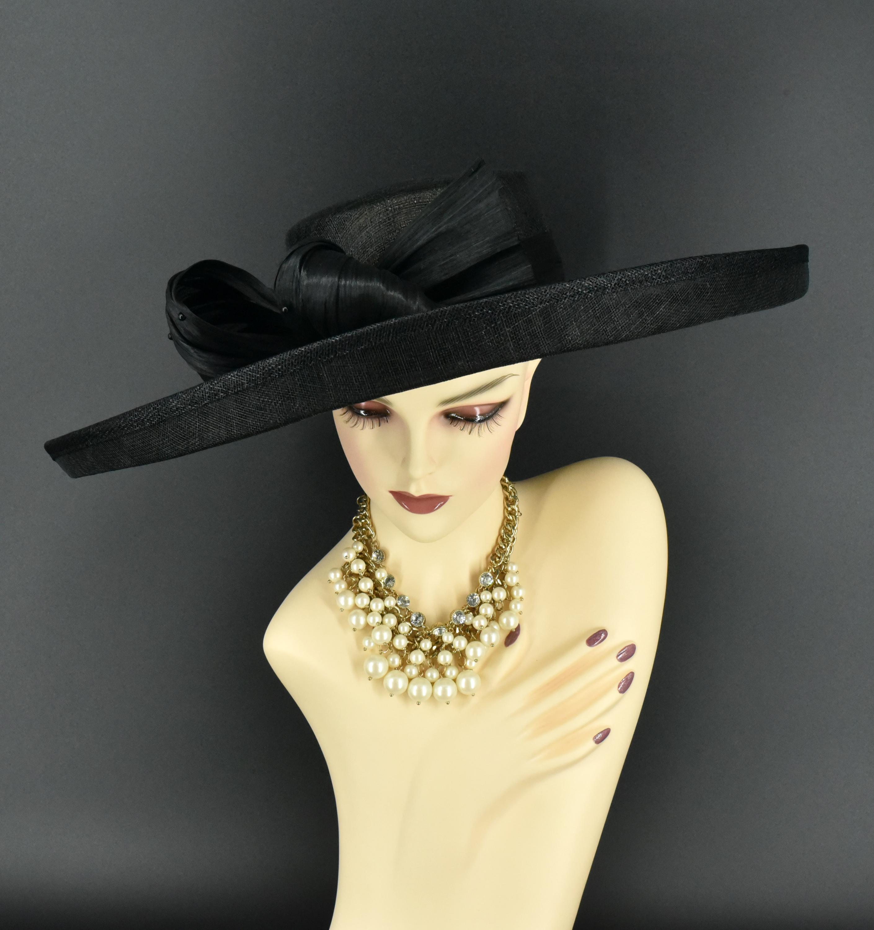 M2431 ( Black Hat ) Kentucky Derby Hat, Church Hat, Wedding 