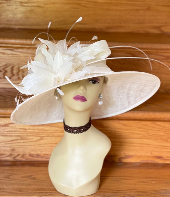 M939( Ivory Hat ) Kentucky Derby Hat Wedding Hat Easter Hat  display picture 1