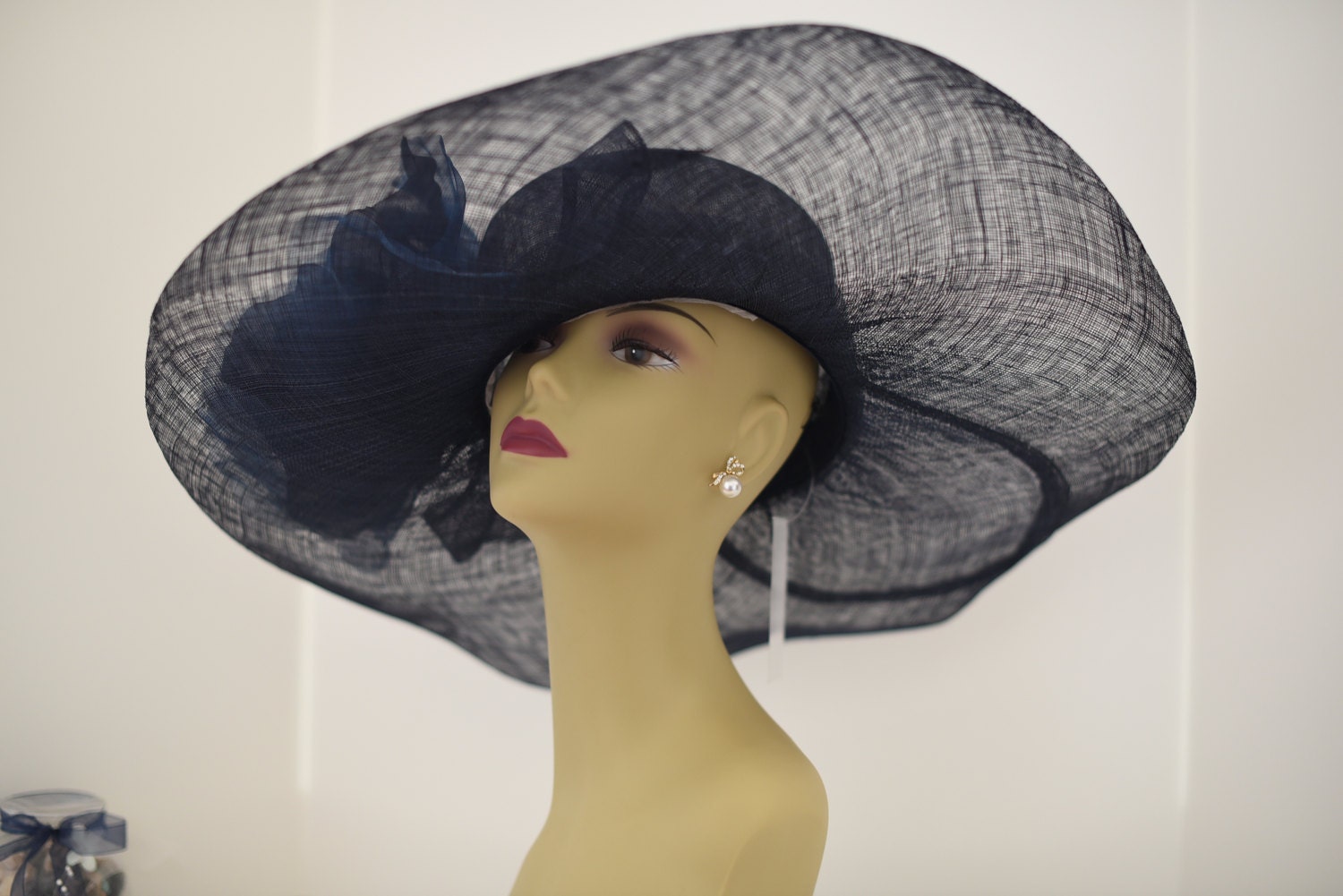 M509 ( Navy Blue ) Kentucky Derby Hat, Church Hat, Wedding 