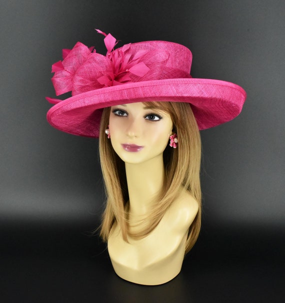 Elegant Pink Wide-Brim Hat With Pink Ribbon See-through Women Straw Hat, Large Brim Headwear Bow-knot  main image 2
