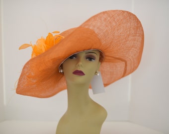 Vintage Hat Sandy Braeburn Orange Fabric Veiled Formal  display picture 1