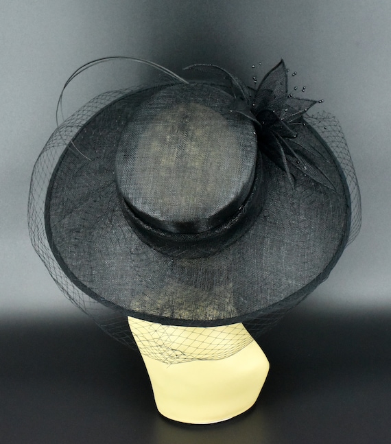 M489V ( Black Hat )kentucky Derby Hat, Church Hat, Wedding