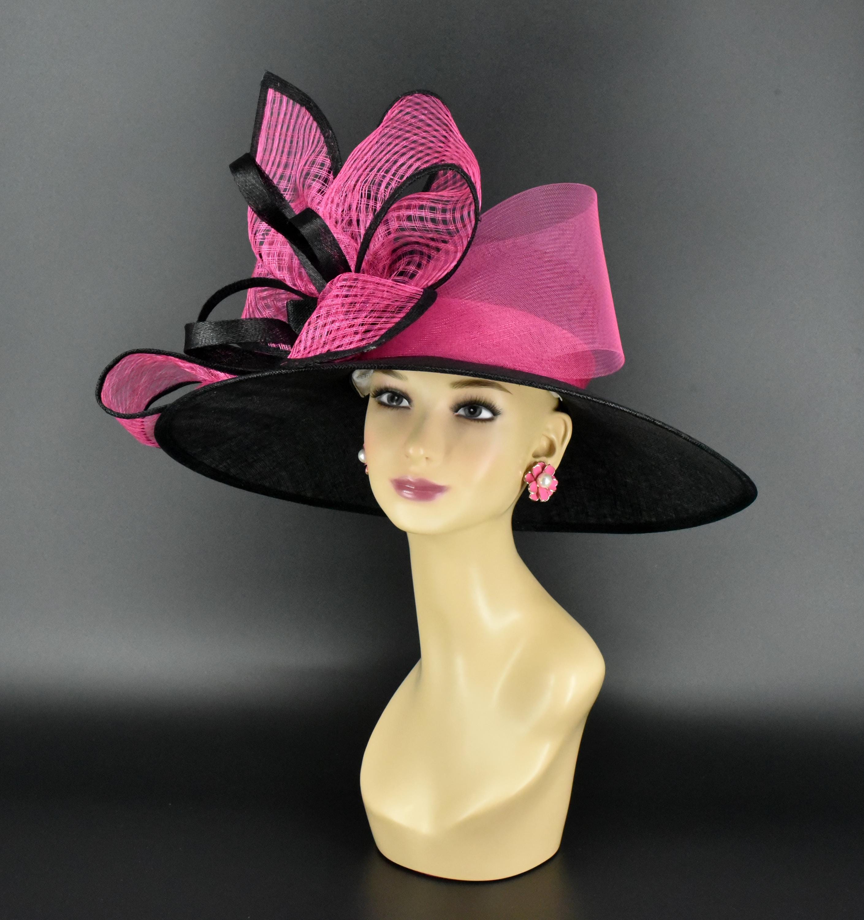 New Kentucky Derby Hat Elegant Pink Sinamay Bow Royal Ascot KY Oaks Fascinator For the girl who loves Derby style… but struggles to find a  main image 2