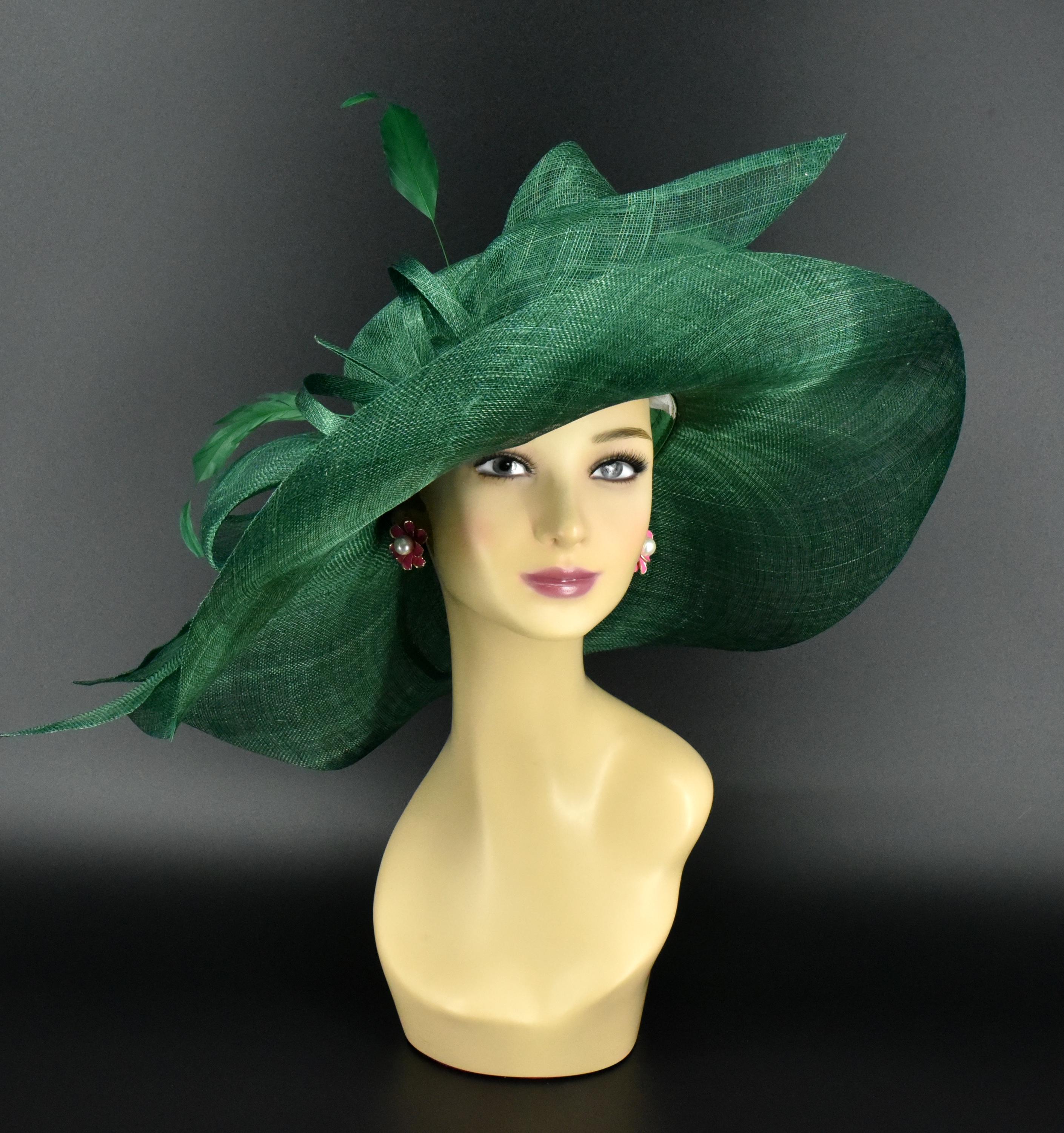 M22019 ( Green Hat ) Kentucky Derby Hat Church Hat Wedding 
