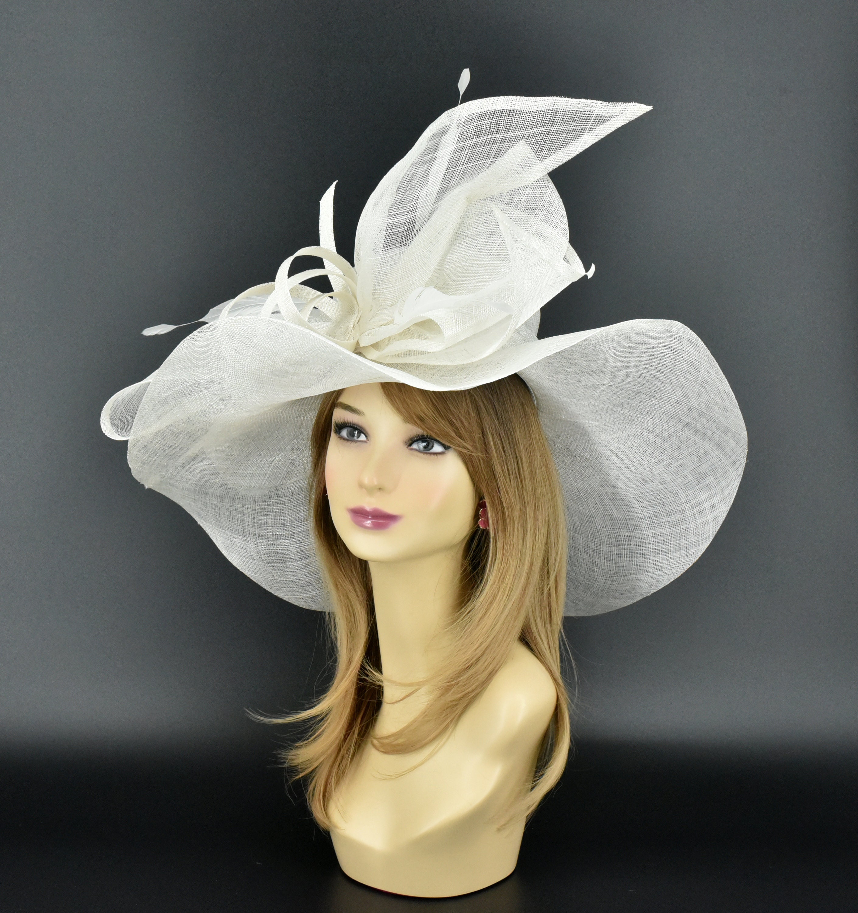 専用まとめ売り 帽子 ネクタイ M23157 ( White ) Kentucky Derby Hat, Church Hat, Wedding Hat