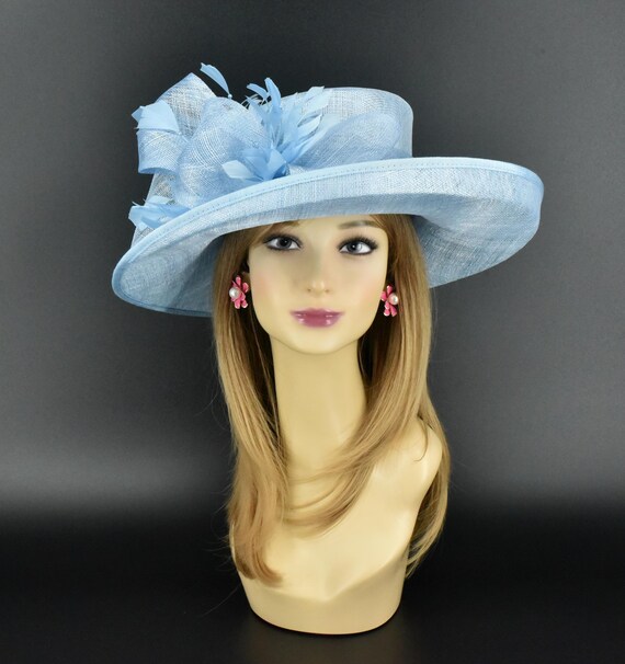 M4003 ( Powder Blue Hat )kentucky Derby Hat, Church Hat  display picture 2