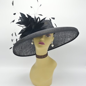 SF003( Black+ More colors Options ) Kentucky Derby Hat Church Hat Wedding Hat Easter Hat Tea Party Wide Brim Sinamay Dress Hat