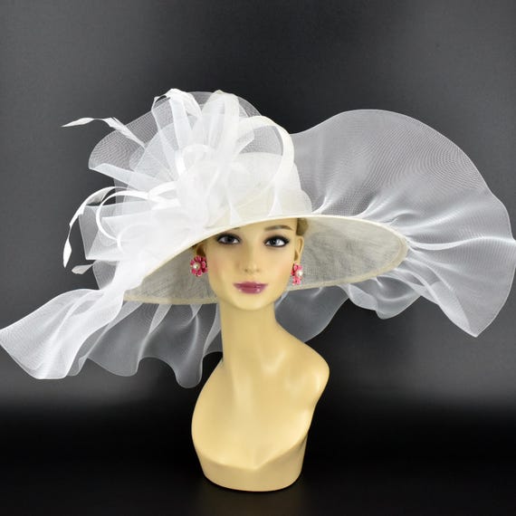 ME241 ( White ) Kentucky Derby Hat, Wedding Hat, Horse Race  display picture 1