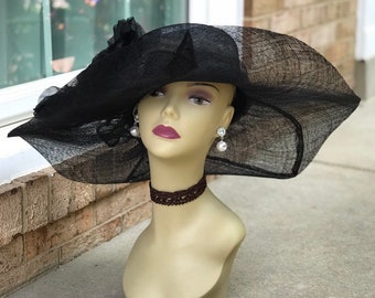 M509 ( Black ) Kentucky Derby Hat, Church Hat, Wedding Hat
