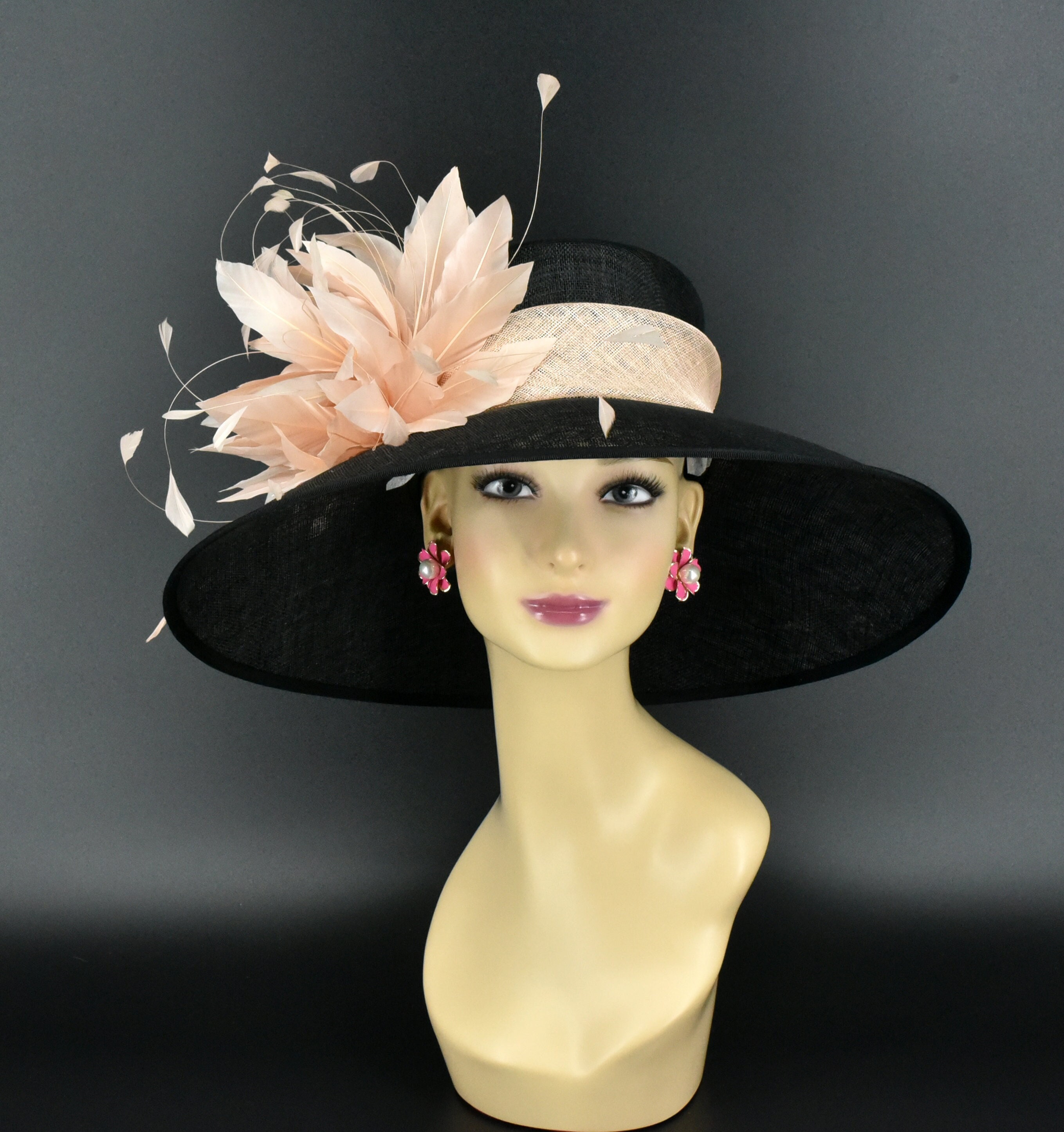 Multicolored flower Sinamay dress hat kentucky derby hat fascinator royal blue sinamay with violet  main image 3